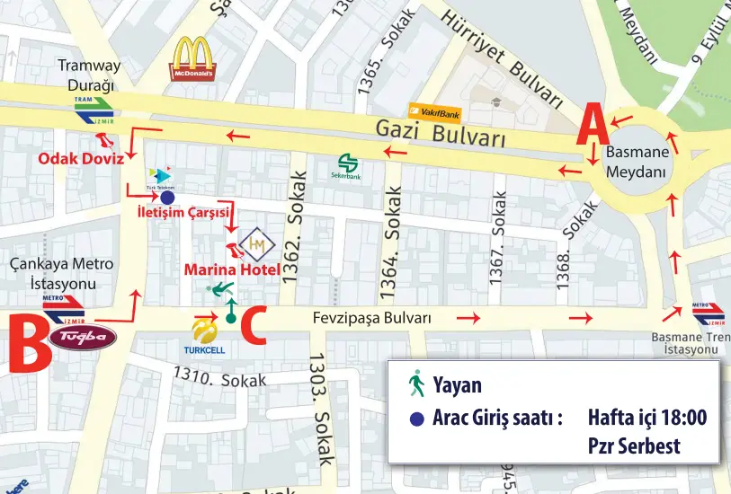 Hotel Marina İzmir konum haritası